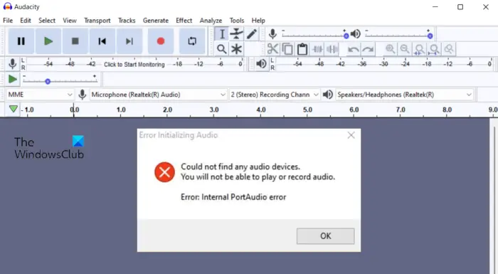 Fix Audacity Internal PortAudio error on Windows PC