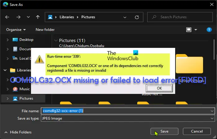 COMDLG32.OCX missing or failed to load error
