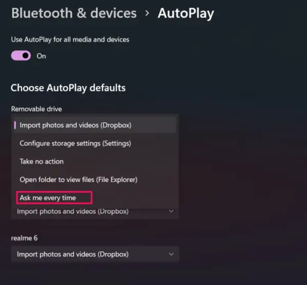 Change AutoPlay settings