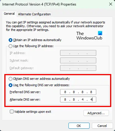 Change the DNS Server