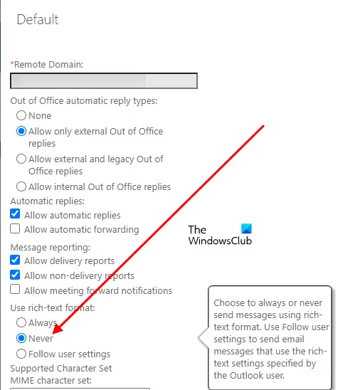 Disable Rich-text format in Outlook 365