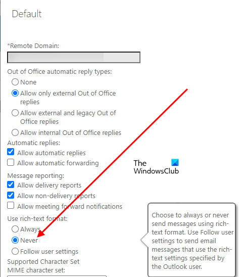 Disable Rich-text format in Outlook 365