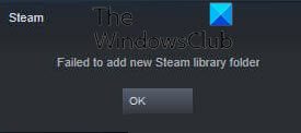Не удалось добавить новую папку библиотеки Steam.