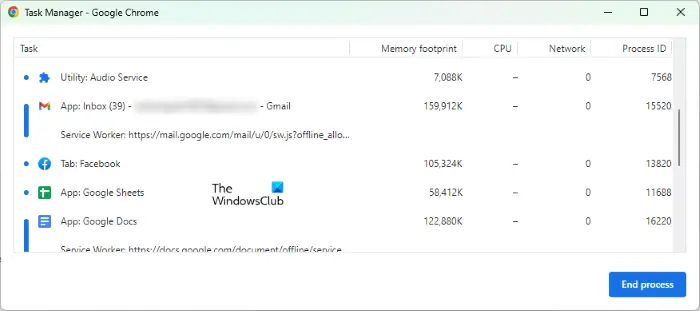 Manage tabs in Chrome using built-in Task Manager