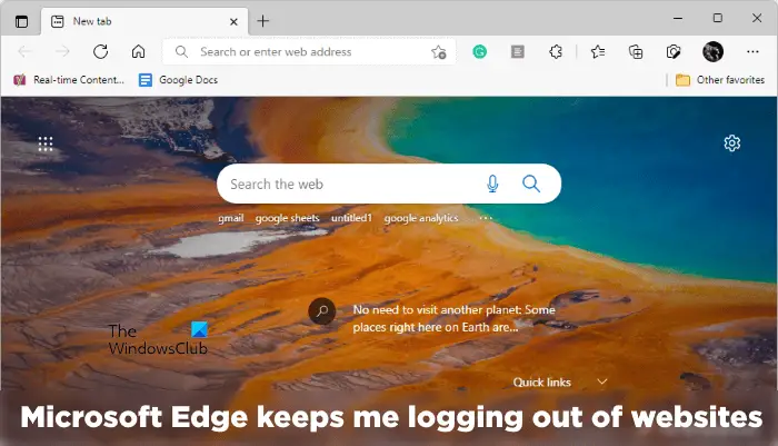 Microsoft Edge keeps me logging out of websites