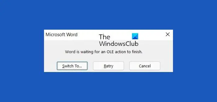 Microsoft Word ожидает завершения действия OLE