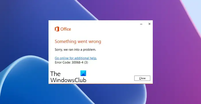 Office Error Code 30068