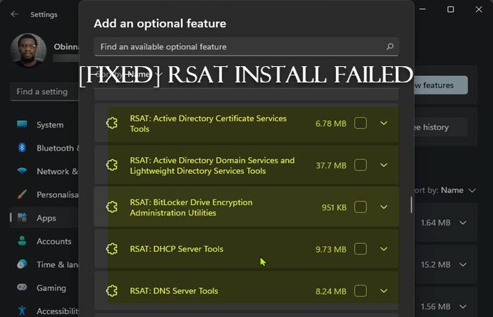 RSAT install failed