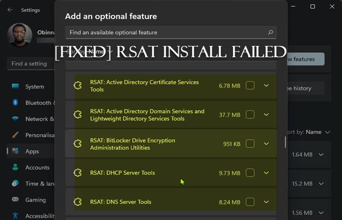 rsat windows 10 failed