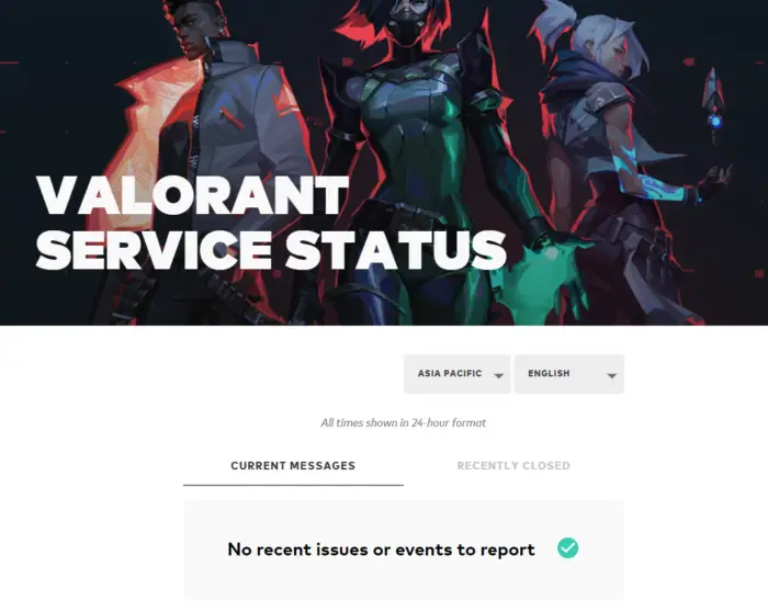 Riot Games Service Status website