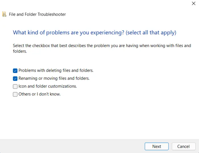 Run File and Folder troubleshooter
