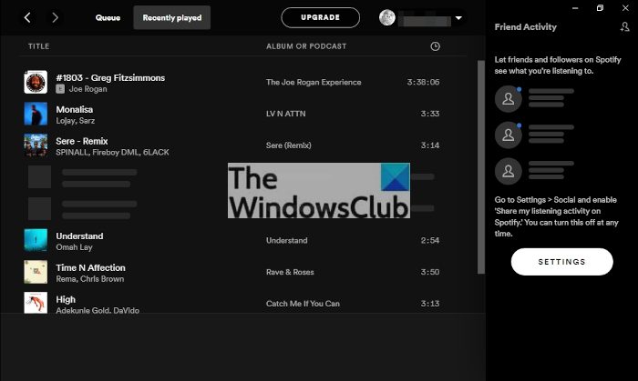 Недавно воспроизведенное в Spotify Недавно воспроизведенное в Spotify