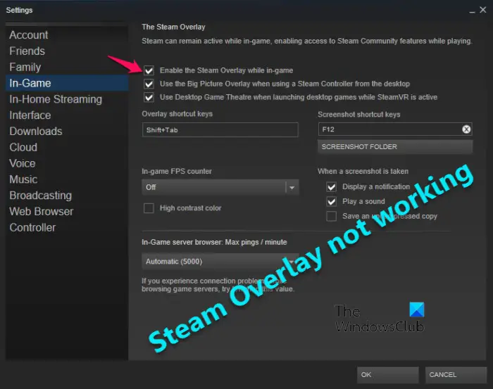 Steam Overlay not working