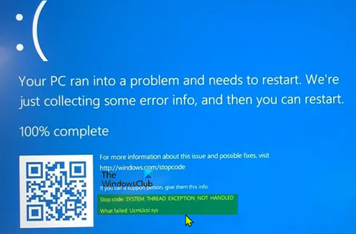 UcmUcsi.sys failed Blue Screen error