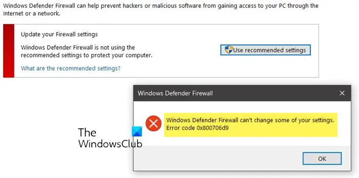 Windows Firewall can't change some of your settings 0x8007042c, 0x80070422, 1068, 0x8007045b, 0x800706d9, 0x80070437