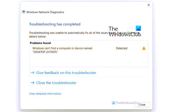 Fix Windows can’t find a computer or device named