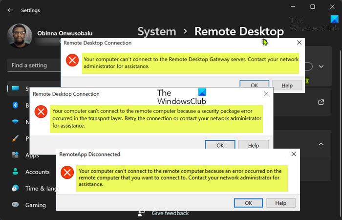 Error remote connection. Remote Computer.