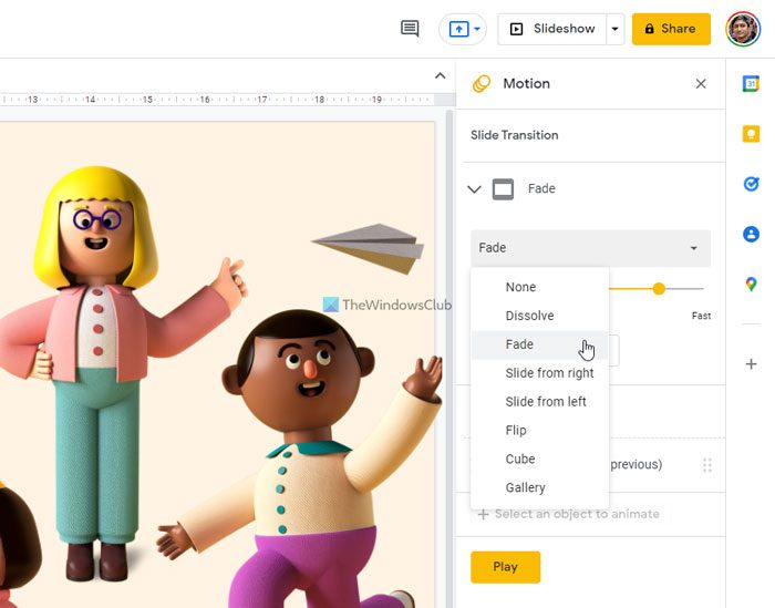 How to add Motion or Animated text or object in Google Slides 