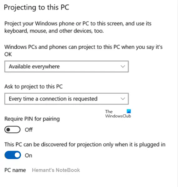Ask To Project This PC