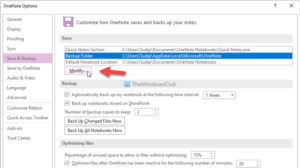 How to change OneNote backup folder in Windows 11/10
