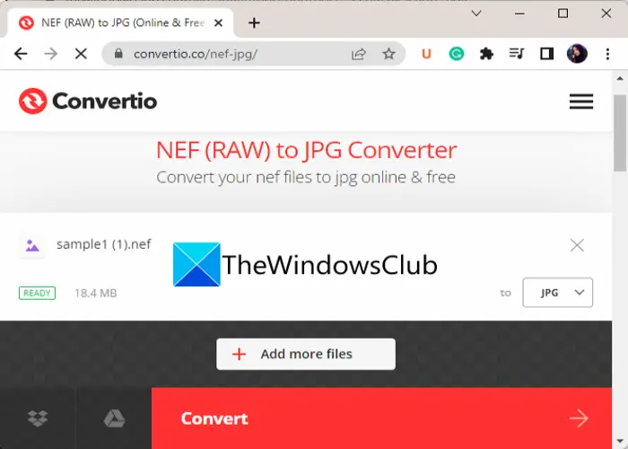 convert NEF to JPG, PNG, GIF