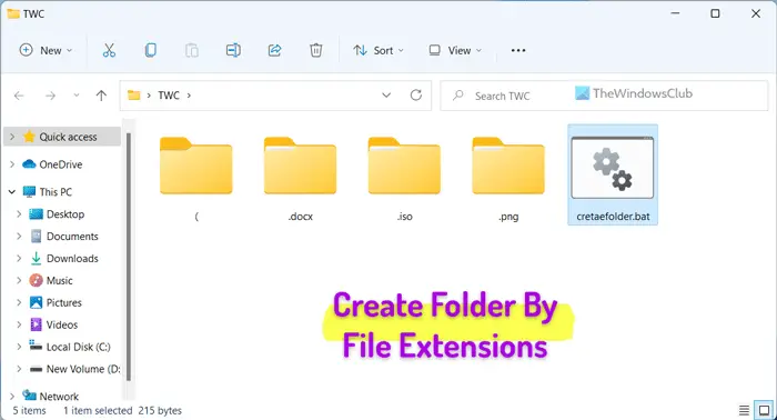 How to create folders by file extensions on Windows 11/10