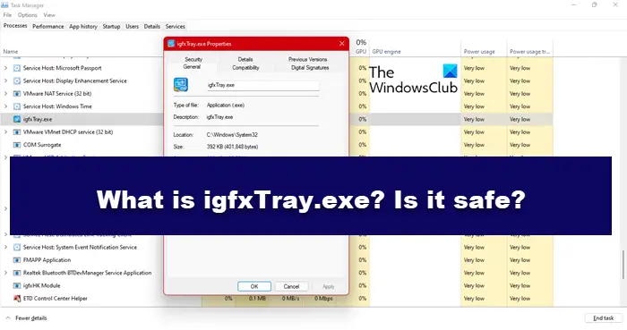 What is igfxTray.exe? Is it safe? Can I disable it?