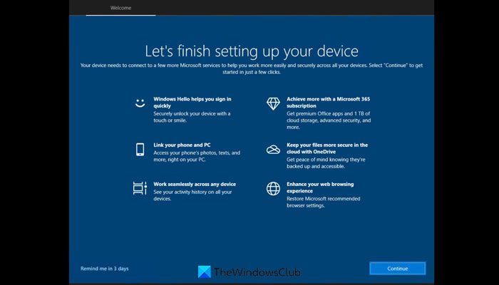 Let's finish setting up your device stuck in Windows