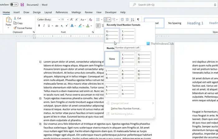 How to number paragraphs in Word, Google Docs, Word Online 