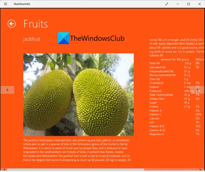 Nutrition Analysis software for Windows