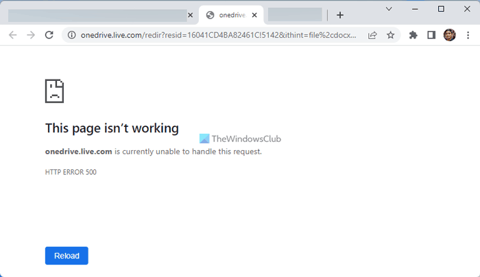 Fix onedrive.live.com is currently unable to handle this request