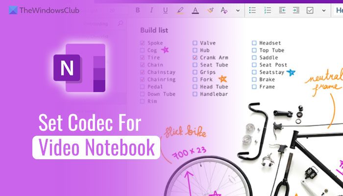 How to set default codec for Video notebook in OneNote