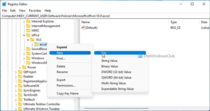 How to set default font in Excel using Registry and Group Policy