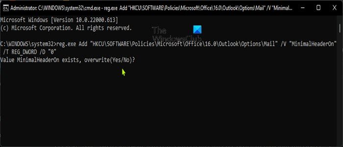 Always expand Outlook email message header-Command Prompt