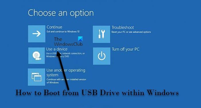 Boot from USB Drive within Windows