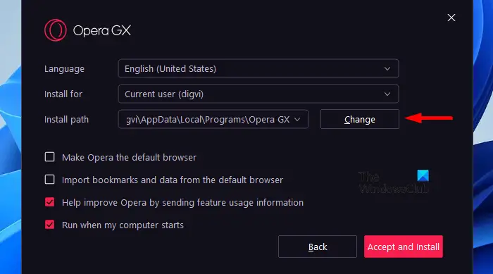 Change Installation path