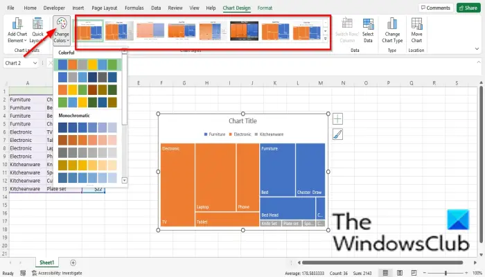 How to create a Treemap chart in Excel