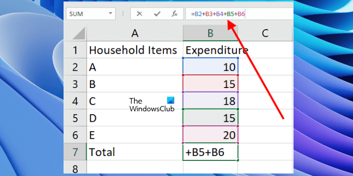 Create a formula to add or subtract data in Excel