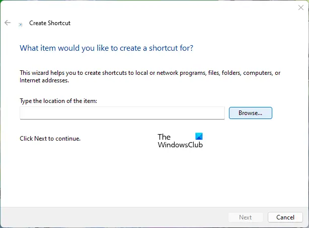 Create shortcut of files in Windows