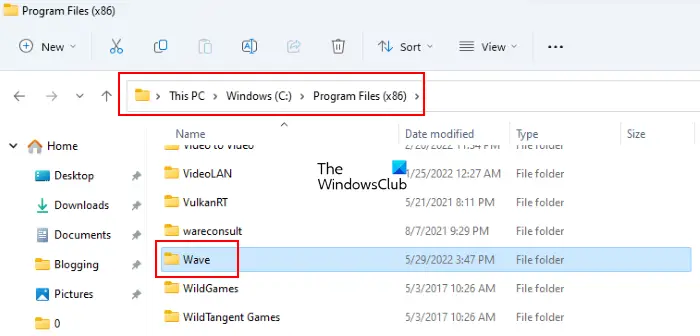 Delete Wave folder from C directory