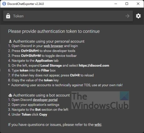 DiscordChatExporter Token Requirement