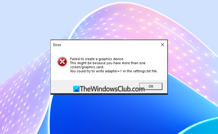 Failed to create a graphics device in Windows