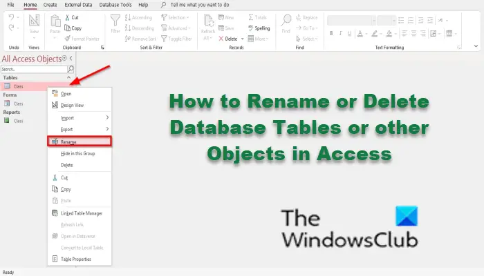 How to Rename or Delete Database Tables or other Objects in Access