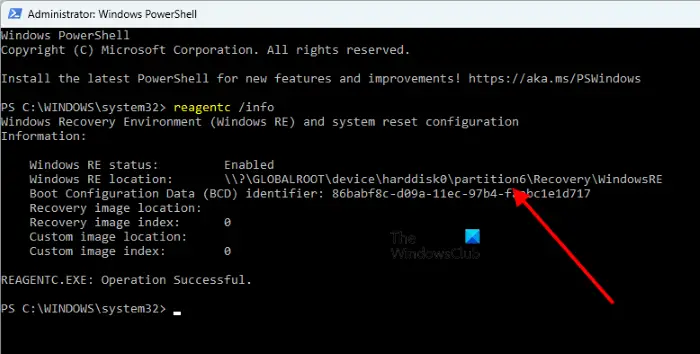 Identify Recovery Partition currently in use