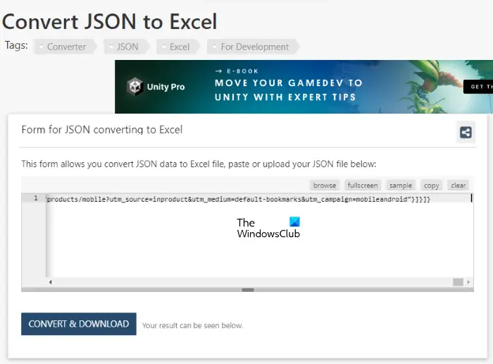JSON to Excel Converter from wtools