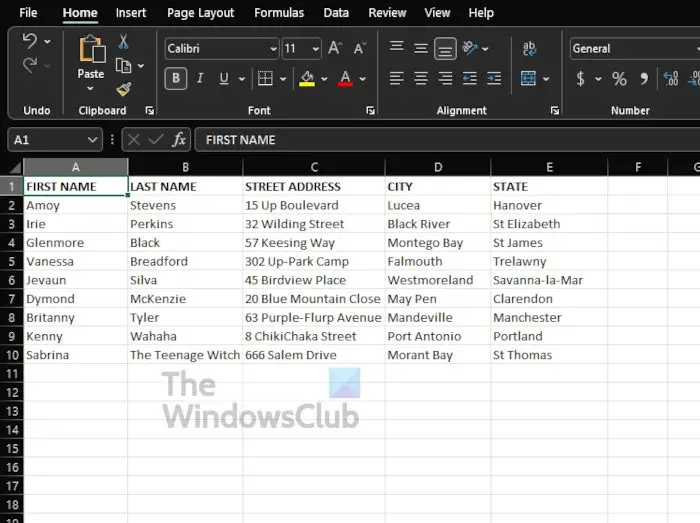 Label Spreadsheet