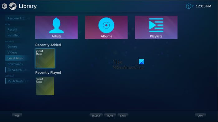 How to add Music Library to Steam Music Player