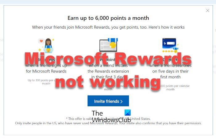 Microsoft Rewards not working