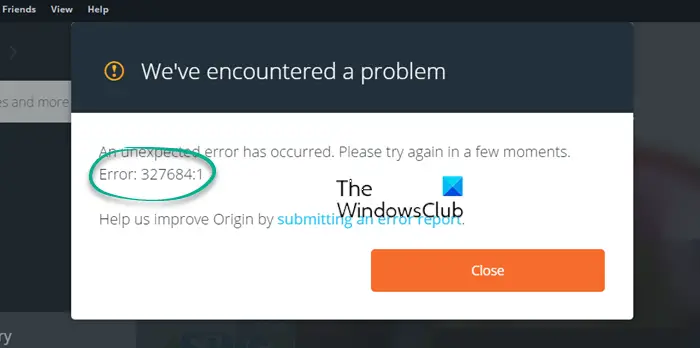 Fix Origin Error 327684:1 on Windows PC