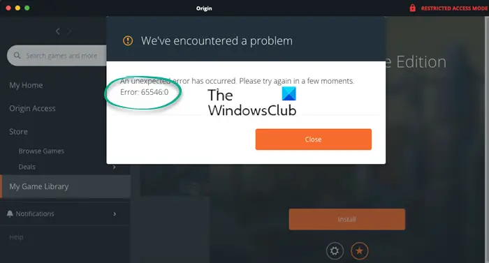 Fix Origin Error 65546:0 on Windows PC
